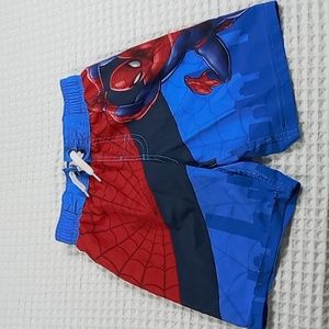 Marvel Spiderman Boys Swim Trunks/Suit Size 4/5 Blue/Red NWOT